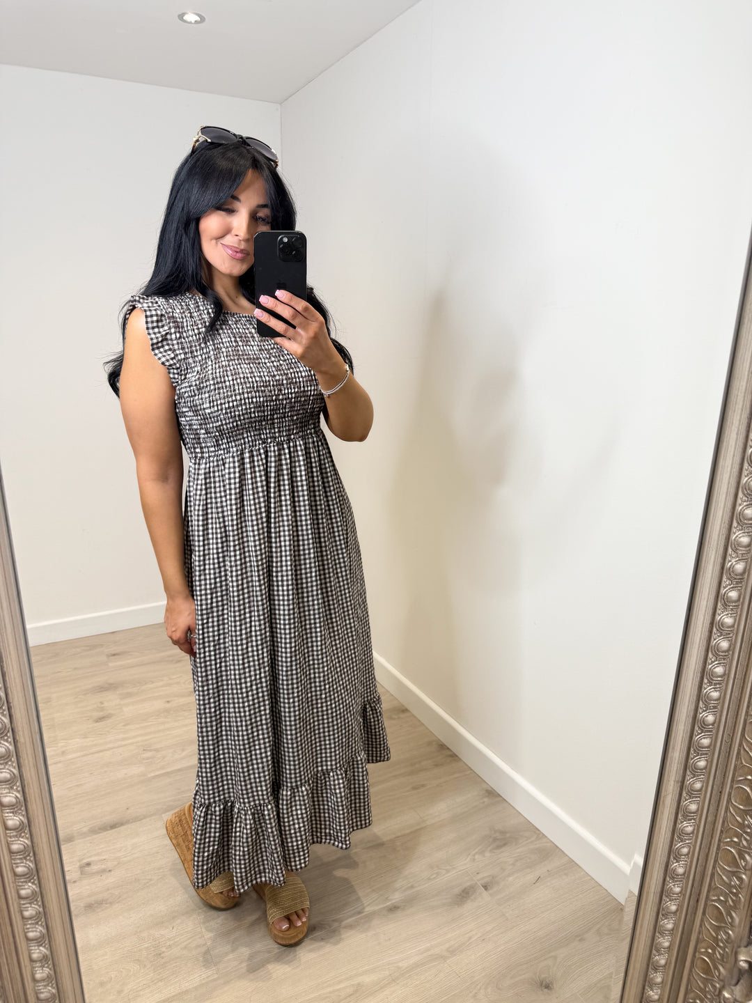 Gingham Dress - Chocolate