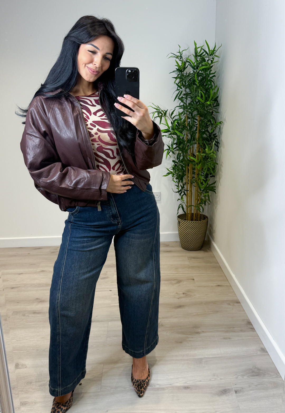 Harriet PU Jacket - Wine