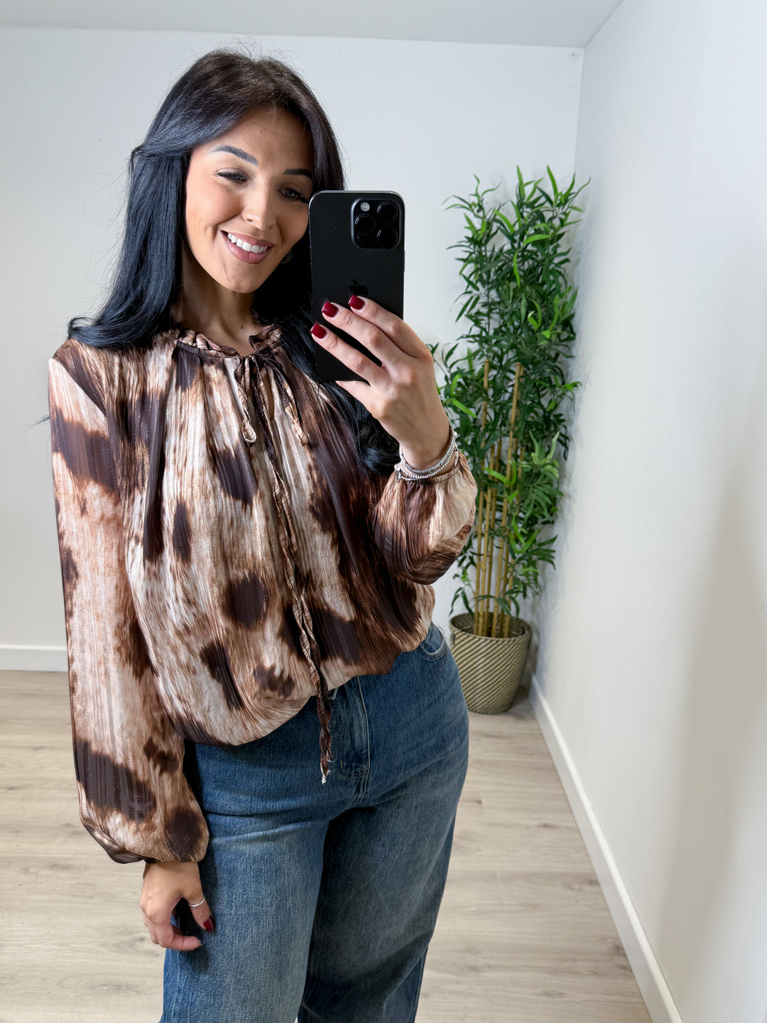 Bronwyn Top - Chocolate/Beige