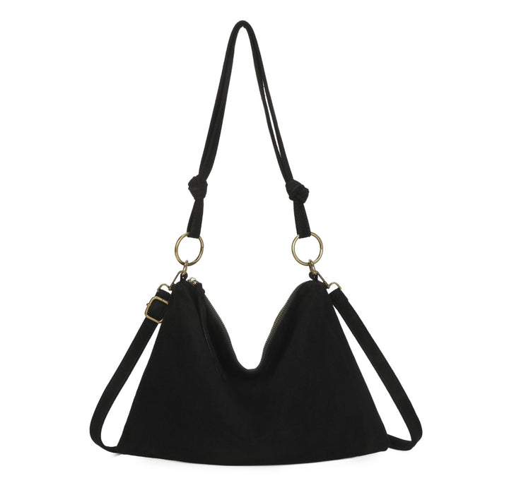 Faux Suede Black Ring Bag