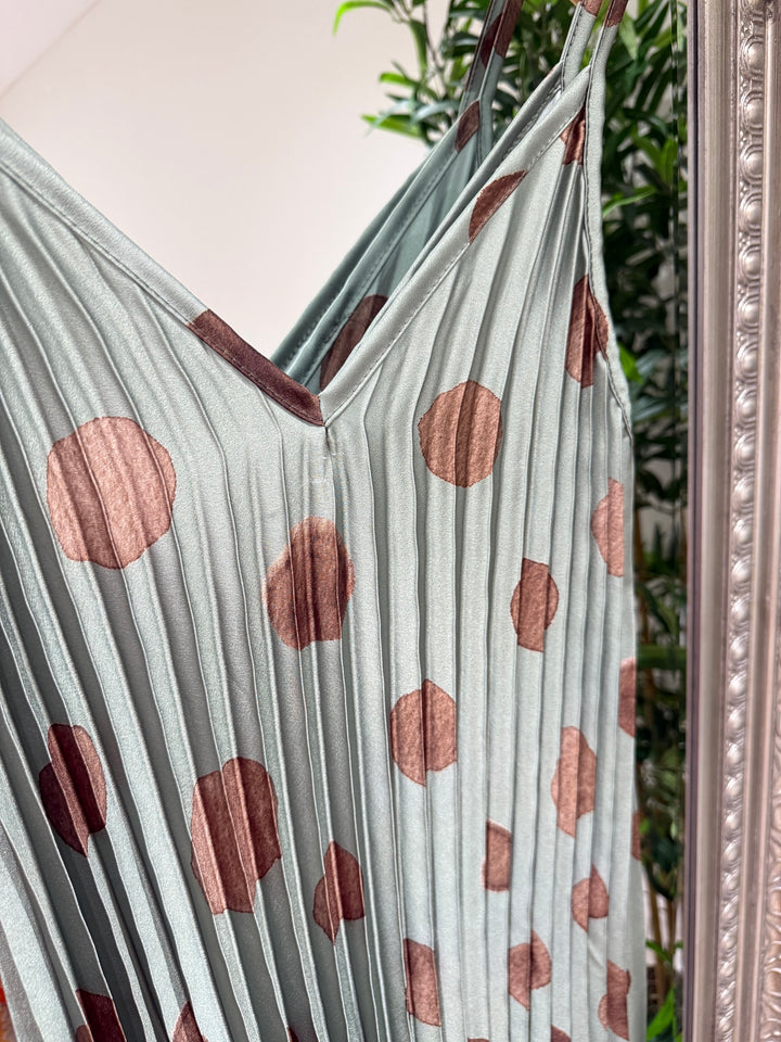 Polka Dot Dress - Khaki Green (DAMAGED NO RETURN!)