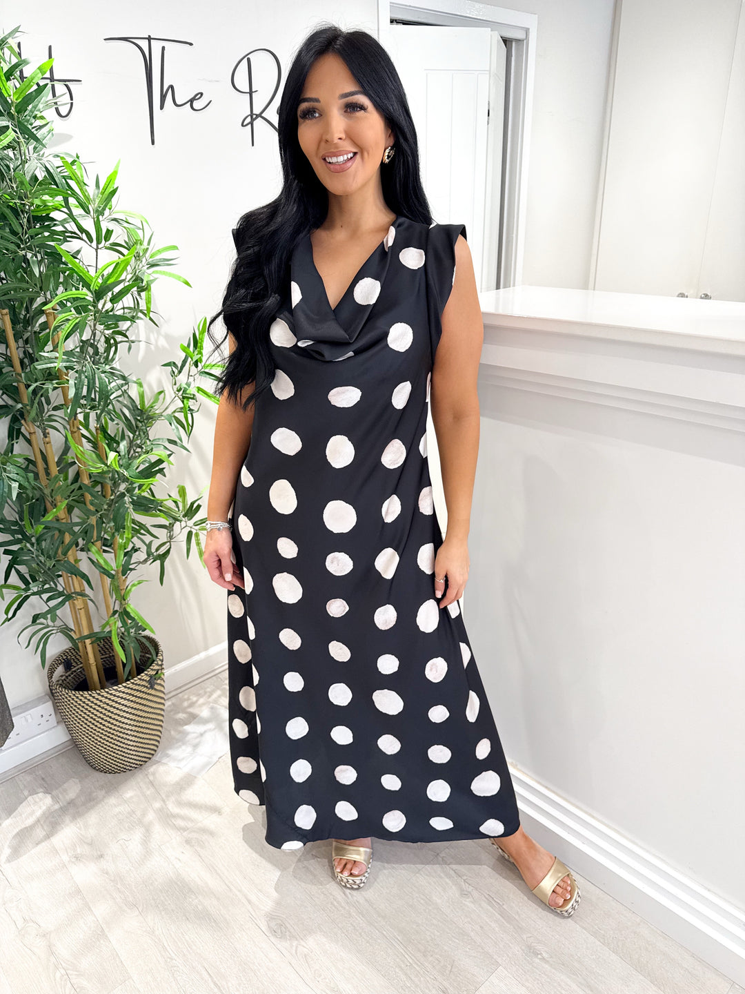Ophelia Polka Dot Dress - Black