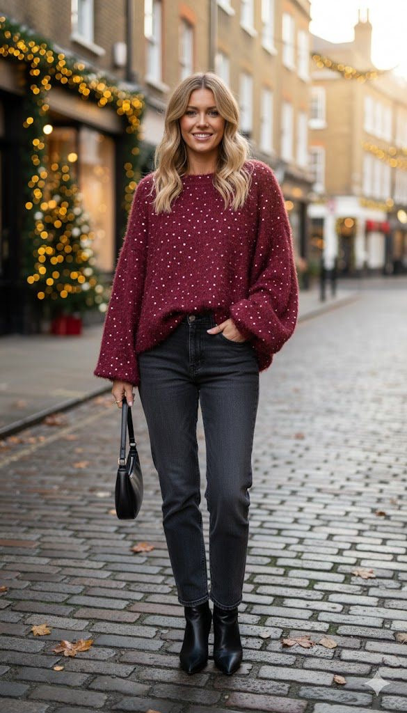 Matilda Sequin Top - Wine