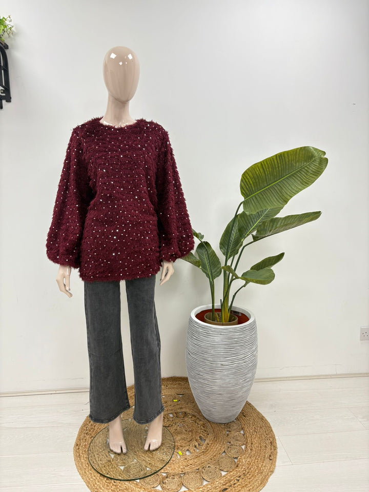 Matilda Sequin Top - Chocolate