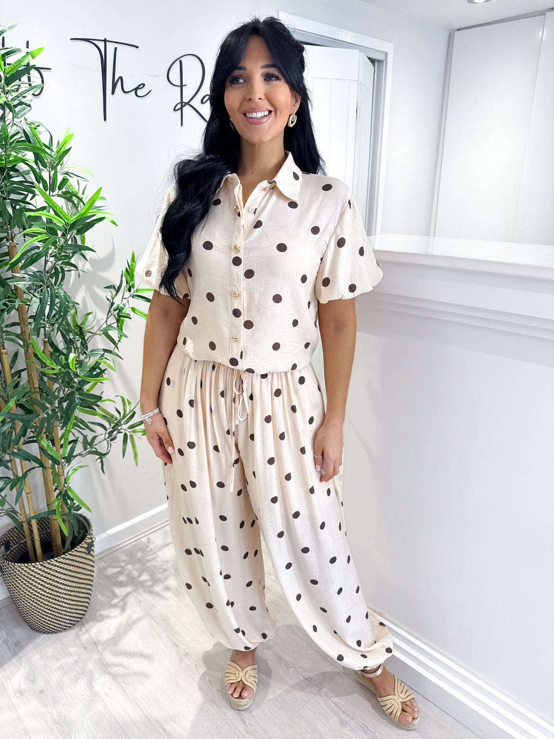 Polka Dot 2 Piece - Beige