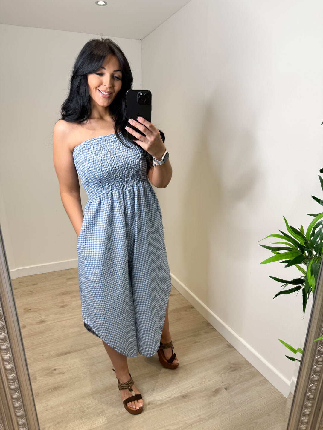 Gingham Jumpsuit - Blue