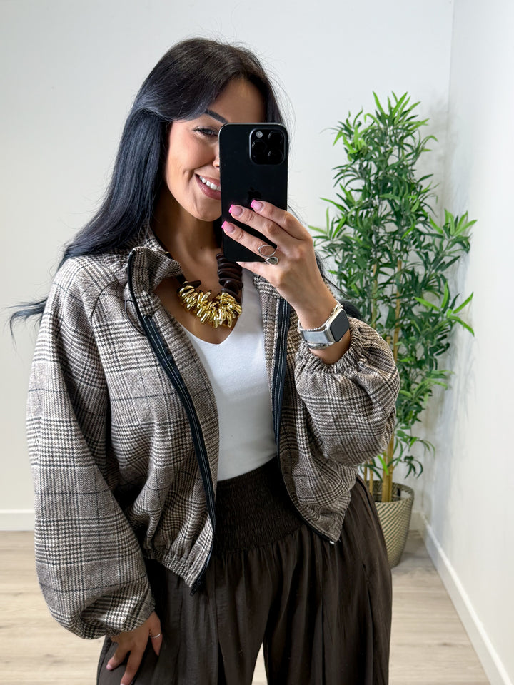 Gingham Jacket - Chocolate