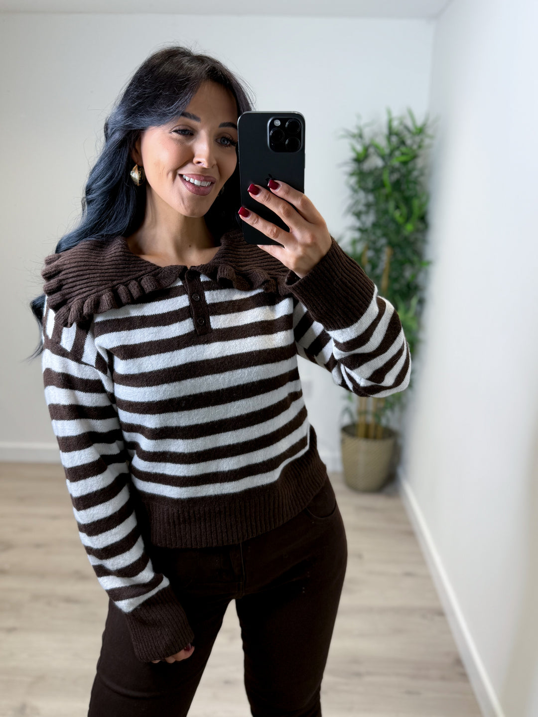 Milo Stripe Knit Top - Chocolate