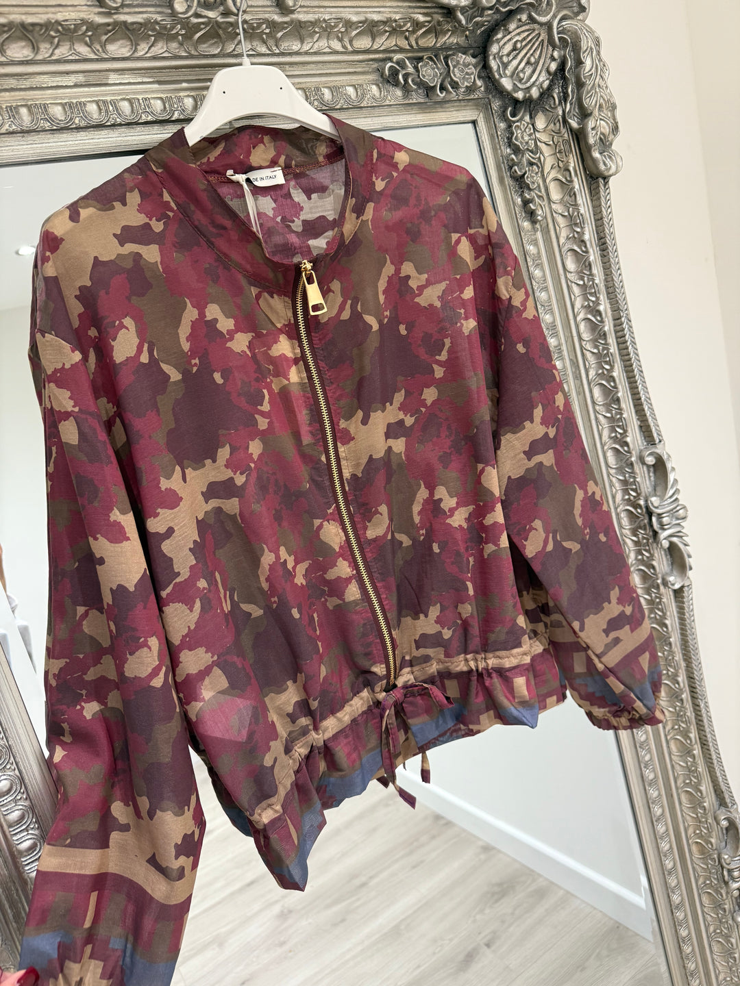 Camouflage Bomber Jacket - Wine
