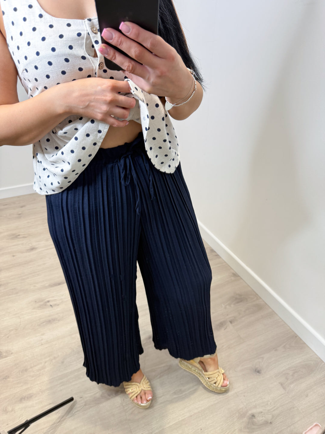Navy Pleated Trousers