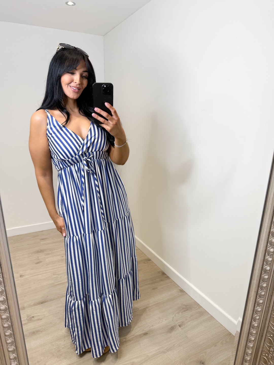 Summer Stripe Dress - Navy