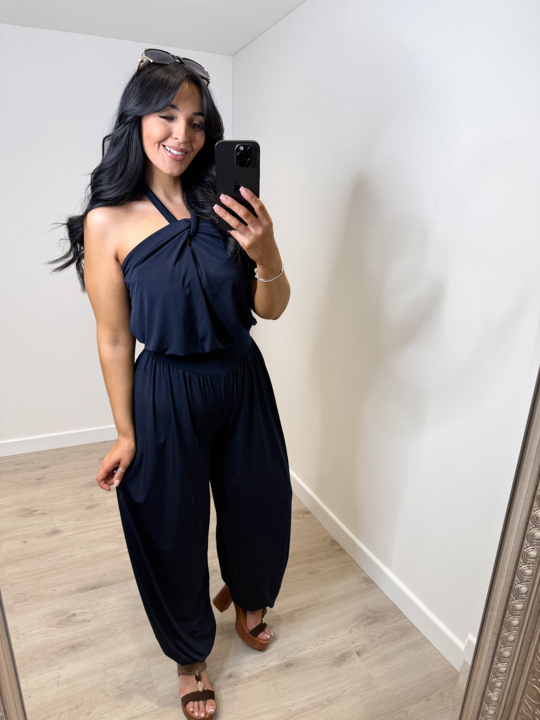 Cody Halter Neck Jumpsuit - Navy