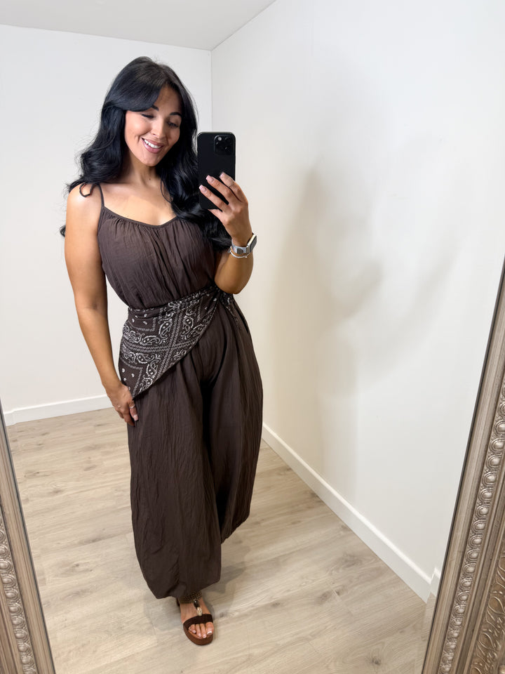 Bandanna Jumpsuit - Chocolate