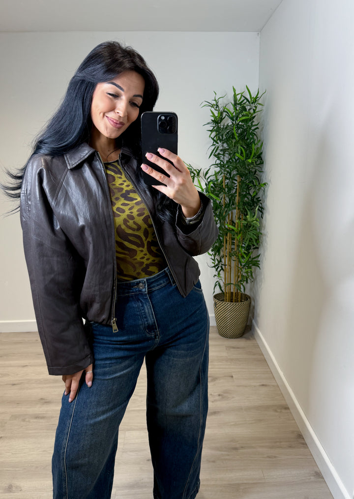Harriet PU Jacket - Chocolate